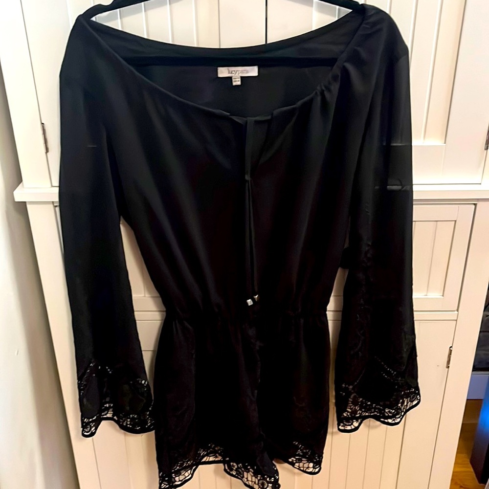 Lucy Paris Black Lace Trim Jumpsuit